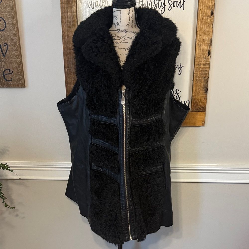 Dennis Basso Black Faux Fur Vest